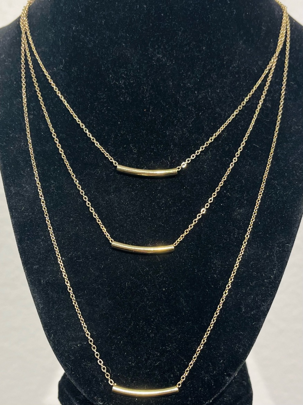 Artizan Three-Tiered Gold Bar Necklace